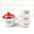 Enamel pot and enamel bowl sets with shiny design